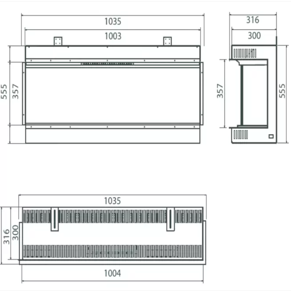 dimensioni inserto elettrico Ultra HD E1030 GF british fires