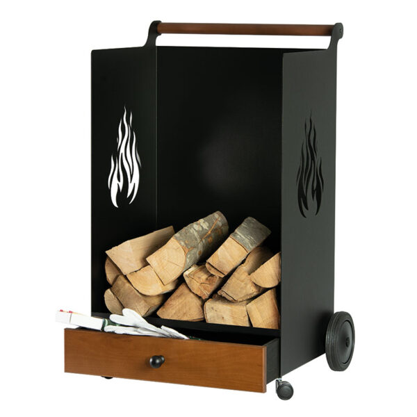portalegna con cassetto in legnoserie nero Comex production