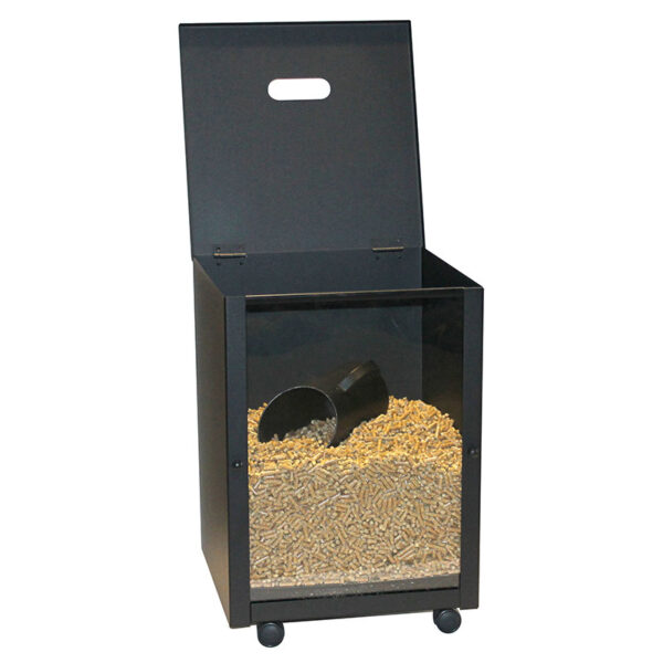 portapellet con plexiglass serie nero comex production