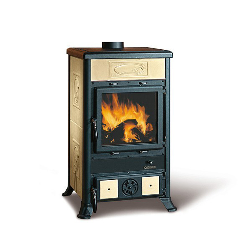 La Nordica Rossella Plus - Stufa A Legna Con Forno Evo 37L, Finitura Pietra Naturale, 55,9cm